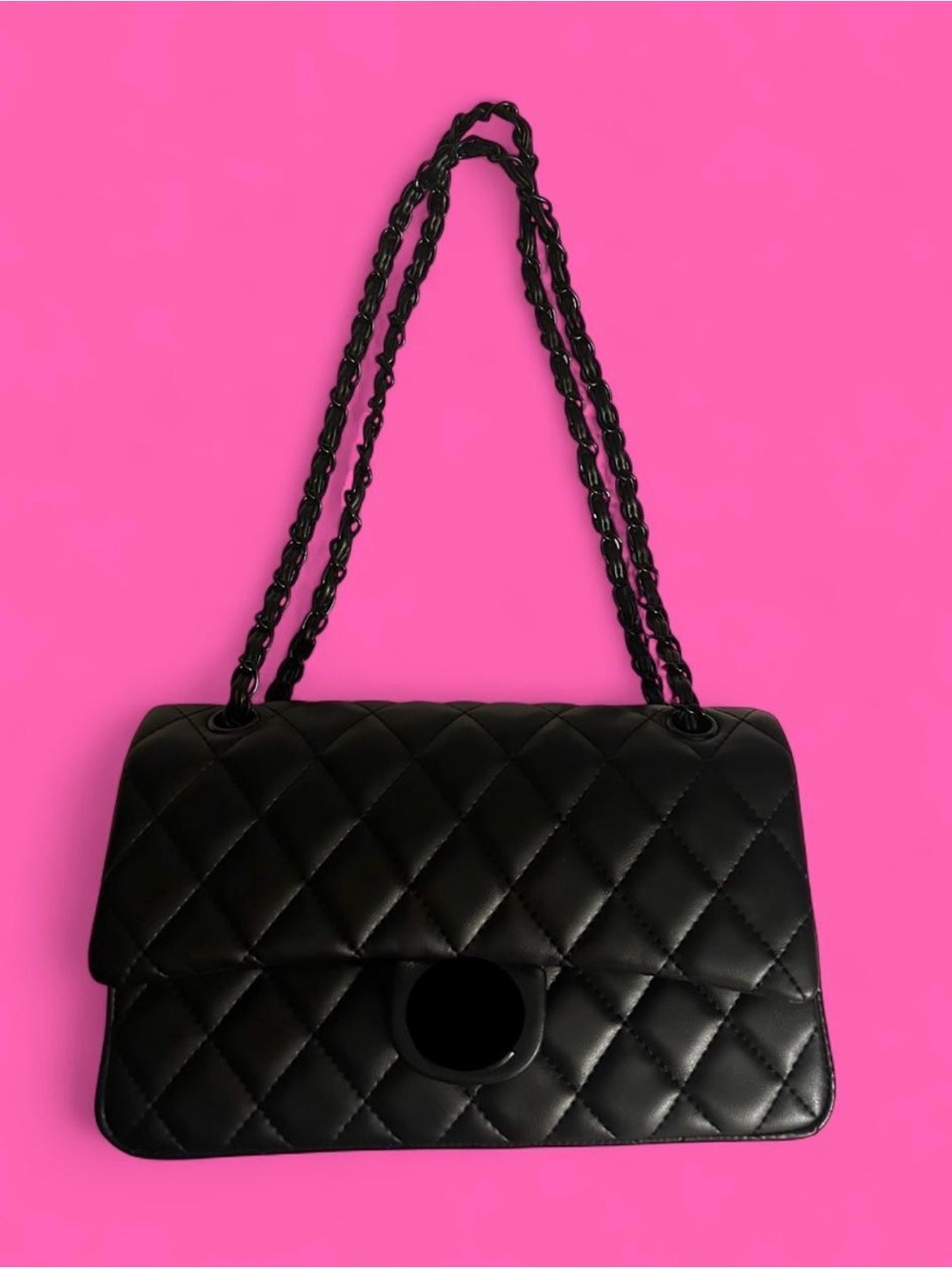 Quilted Black Chain Shoulder Bag - Classic Women's Handbag